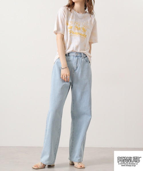 PEANUTS（ピーナッツ）の「PEANUTSスラブ天竺パイナップル柄Tシャツ　半袖（Tシャツ/カットソー・メンズ・ホワイト×イエロー/ホワイト×ネイビー/ホワイト×グリーン・LL/M/L）」の5枚目の写真