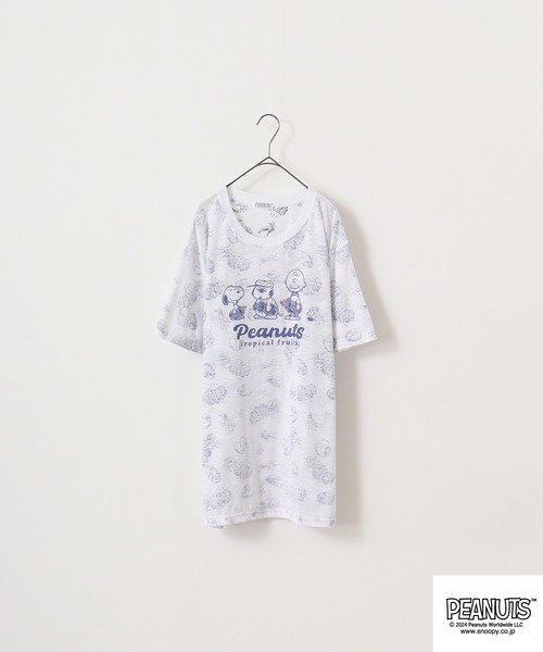 PEANUTS（ピーナッツ）の「PEANUTSスラブ天竺パイナップル柄Tシャツ　半袖（Tシャツ/カットソー・メンズ・ホワイト×イエロー/ホワイト×ネイビー/ホワイト×グリーン・LL/M/L）」の22枚目の写真