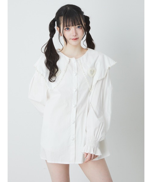 Ank Rouge(アンクルージュ)の「ハートモチーフ襟シャツチュニック(シャツ/ブラウス・レディース・ホワイト・M)」の10枚目の写真