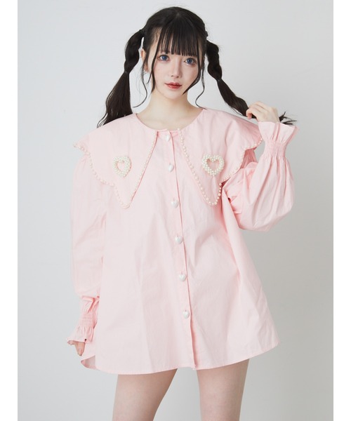 Ank Rouge(アンクルージュ)の「ハートモチーフ襟シャツチュニック(シャツ/ブラウス・レディース・ホワイト・M)」の9枚目の写真