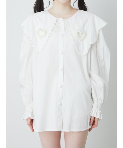 Ank Rouge(アンクルージュ)の「ハートモチーフ襟シャツチュニック(シャツ/ブラウス・レディース・ホワイト・M)」の8枚目の写真