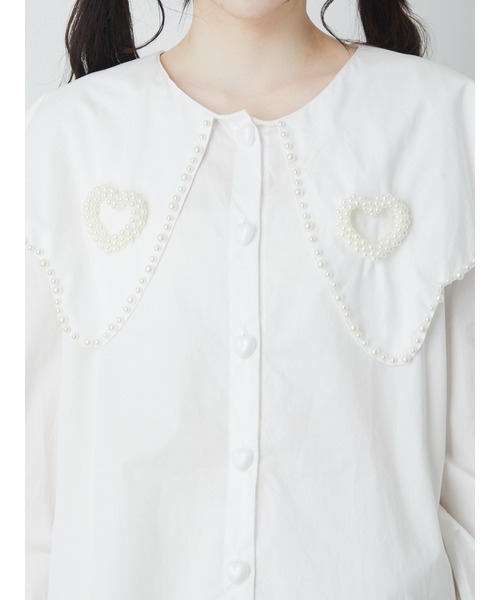 Ank Rouge(アンクルージュ)の「ハートモチーフ襟シャツチュニック(シャツ/ブラウス・レディース・ホワイト・M)」の4枚目の写真