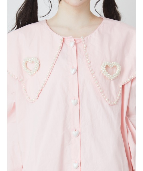 Ank Rouge(アンクルージュ)の「ハートモチーフ襟シャツチュニック(シャツ/ブラウス・レディース・ホワイト・M)」の3枚目の写真