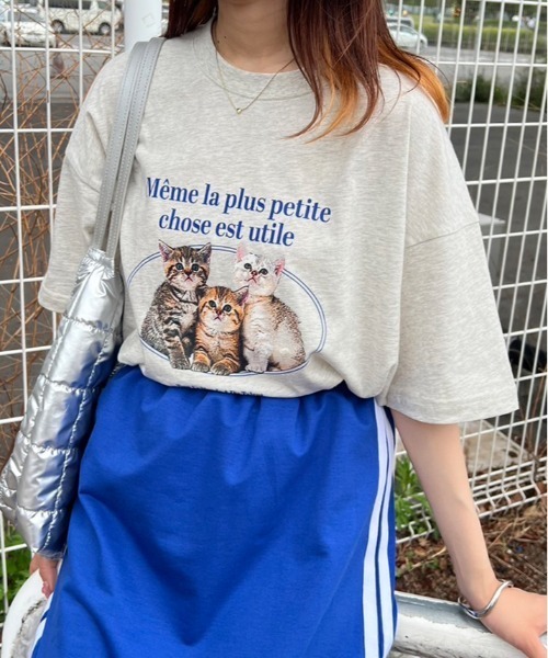 kutir（クティール）の「アソートプリントロゴTシャツ（Tシャツ/カットソー・レディース・ホワイト/ライトグレー/ダークグレー/オートミール/ブルー/チャコールグレー・FREE）」の5枚目の写真