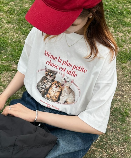 kutir（クティール）の「アソートプリントロゴTシャツ（Tシャツ/カットソー・レディース・ホワイト/ライトグレー/ダークグレー/オートミール/ブルー/チャコールグレー・FREE）」の2枚目の写真