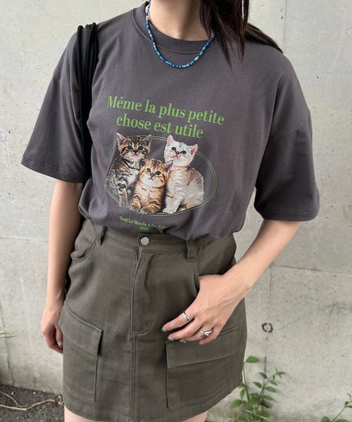 kutir（クティール）の「アソートプリントロゴTシャツ（Tシャツ/カットソー・レディース・ホワイト/ライトグレー/ダークグレー/オートミール/ブルー/チャコールグレー・FREE）」の3枚目の写真