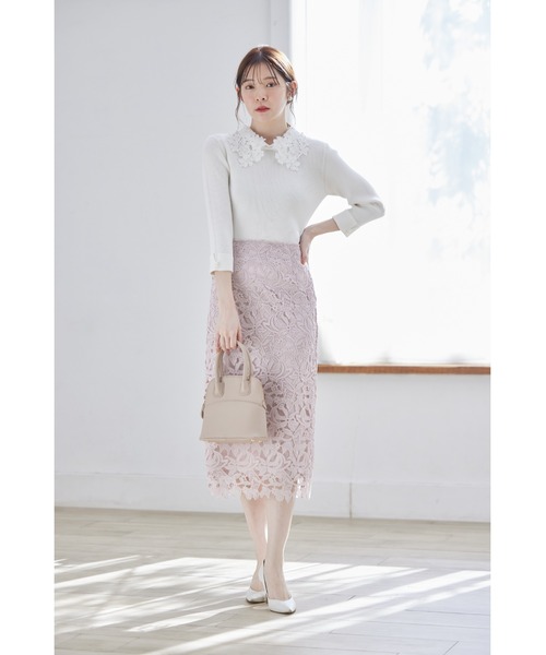 tocco closet(トッコ クローゼット)の「2WAYレース襟付き袖口パール装飾リブニットプルオーバー(ニット/セーター・レディース・オフホワイト/ブラック/ネイビー・M)」の4枚目の写真