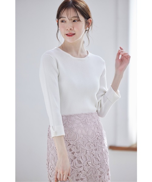 tocco closet(トッコ クローゼット)の「2WAYレース襟付き袖口パール装飾リブニットプルオーバー(ニット/セーター・レディース・オフホワイト/ブラック/ネイビー・M)」の8枚目の写真