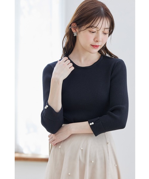 tocco closet(トッコ クローゼット)の「2WAYレース襟付き袖口パール装飾リブニットプルオーバー(ニット/セーター・レディース・オフホワイト/ブラック/ネイビー・M)」の14枚目の写真