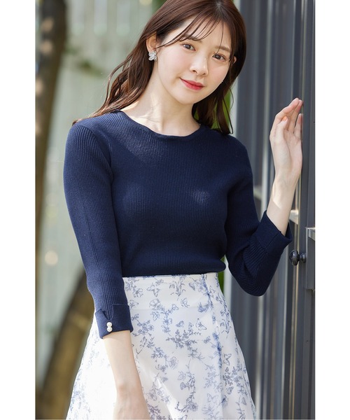 tocco closet(トッコ クローゼット)の「2WAYレース襟付き袖口パール装飾リブニットプルオーバー(ニット/セーター・レディース・オフホワイト/ブラック/ネイビー・M)」の21枚目の写真