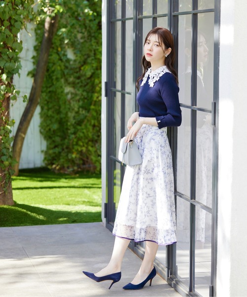 tocco closet(トッコ クローゼット)の「2WAYレース襟付き袖口パール装飾リブニットプルオーバー(ニット/セーター・レディース・オフホワイト/ブラック/ネイビー・M)」の16枚目の写真