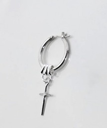 THE MILES（ザ マイルズ）の「GODSIZE ゴッドサイズ THIN HOOP rbw [LARGE] with OVAL & CROSSレイズド・バイ・ウルヴス シンフープ L ウィズ オーバル & クロス（ピアス（片耳用））」