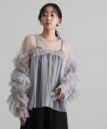 atlo（アトロ）の「ギャザーチュールトップスオケージョン結婚式パーティー 同窓会お呼ばれ（カーディガン/ボレロ）」