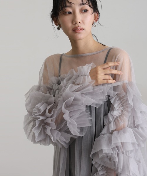 ギャザーチュールトップスオケージョン結婚式パーティー 同窓会