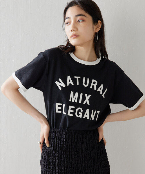 Whim Gazette（ウィムガゼット）の「パッチワークロゴTシャツ（Tシャツ/カットソー・レディース・キャメル/ブラック・FREE）」の18枚目の写真