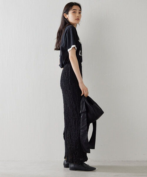 Whim Gazette（ウィムガゼット）の「パッチワークロゴTシャツ（Tシャツ/カットソー・レディース・キャメル/ブラック・FREE）」の17枚目の写真