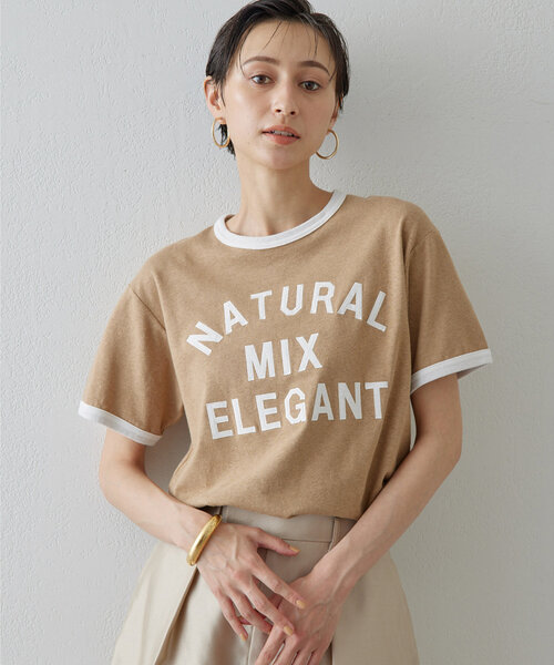 Whim Gazette（ウィムガゼット）の「パッチワークロゴTシャツ（Tシャツ/カットソー・レディース・キャメル/ブラック・FREE）」の10枚目の写真