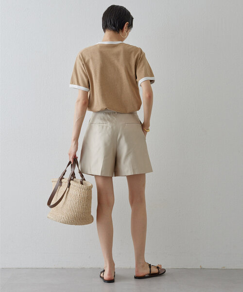 Whim Gazette（ウィムガゼット）の「パッチワークロゴTシャツ（Tシャツ/カットソー・レディース・キャメル/ブラック・FREE）」の6枚目の写真