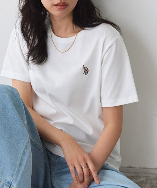U.S. POLO ASSN.(ユーエスポロアッスン)の「U.S. POLO ASSN. 半袖Tシャツ(Tシャツ/カットソー・レディース・チャコールグレー×ブラック/ブルー系その他/オフホワイト/チャコールグレー/ホワイト系その他/ネイビー・M/L/S/3L/LL)」の1枚目の写真