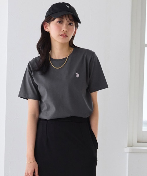 U.S. POLO ASSN.(ユーエスポロアッスン)の「U.S. POLO ASSN. 半袖Tシャツ(Tシャツ/カットソー・レディース・チャコールグレー×ブラック/ブルー系その他/オフホワイト/チャコールグレー/ホワイト系その他/ネイビー・M/L/S/3L/LL)」の7枚目の写真
