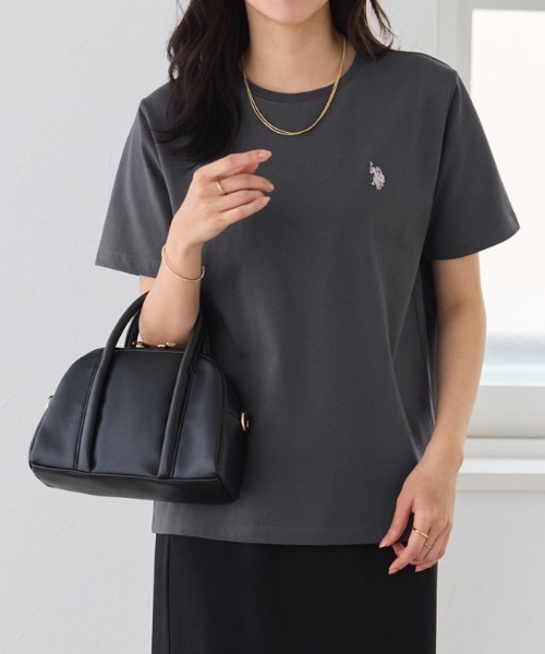 U.S. POLO ASSN.(ユーエスポロアッスン)の「U.S. POLO ASSN. 半袖Tシャツ(Tシャツ/カットソー・レディース・チャコールグレー×ブラック/ブルー系その他/オフホワイト/チャコールグレー/ホワイト系その他/ネイビー・M/L/S/3L/LL)」の9枚目の写真
