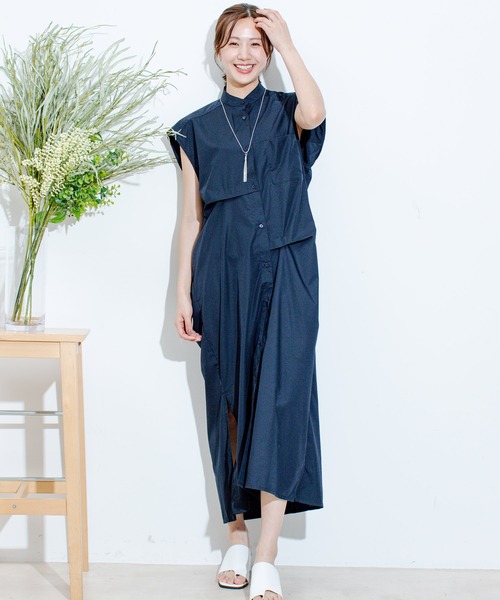 Jayro(ジャイロ)の「変形タックスタンドワンピース(ワンピース・レディース・ブルー系その他/ベージュ/ネイビー/レッド・M)」の3枚目の写真