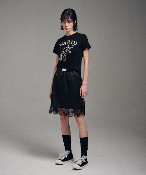 Mardi Mercredi(マルディメクルディ)の「SLIM TSHIRT SWING THE TAIL DDANJI / スリム Tシャツ スウィング ザ テイル ダンジ(Tシャツ/カットソー・レディース・ブラック×ピンク/ネイビー系1/ホワイト×ネイビー/ベージュ系その他/ブラック×ホワイト・FREE)」の11枚目の写真