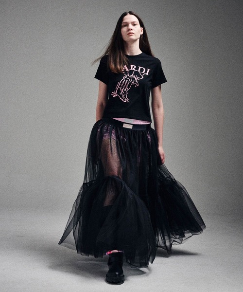 Mardi Mercredi(マルディメクルディ)の「SLIM TSHIRT SWING THE TAIL DDANJI / スリム Tシャツ スウィング ザ テイル ダンジ(Tシャツ/カットソー・レディース・ブラック×ピンク/ネイビー系1/ホワイト×ネイビー/ベージュ系その他/ブラック×ホワイト・FREE)」の15枚目の写真