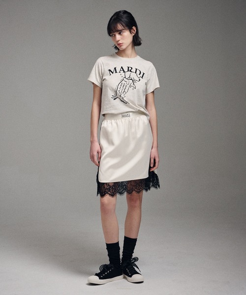 Mardi Mercredi(マルディメクルディ)の「SLIM TSHIRT SWING THE TAIL DDANJI / スリム Tシャツ スウィング ザ テイル ダンジ(Tシャツ/カットソー・レディース・ブラック×ピンク/ネイビー系1/ホワイト×ネイビー/ベージュ系その他/ブラック×ホワイト・FREE)」の21枚目の写真