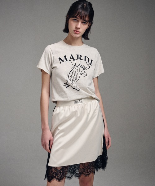 マルディメクルディ Mardi Mercredi Tシャツ SLIM TSHIRT SWING THE TAIL DDANJI OATMEAL BLACK 半袖 レディース 韓国 ファッション アパレル スリムサイズ Mardi Mercredi マルディメクルディ Tシャツ TSHIRT SWING THE