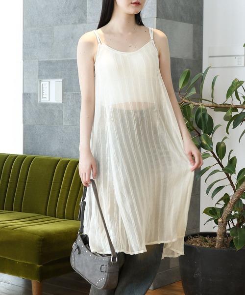 3.3 Field Trip (3.3フィールドトリップ)の「3.3 Field Trip/シアースクエアキャミワンピース(ワンピース・レディース・ホワイト/ライトグリーン/チャコール・FREE)」の1枚目の写真