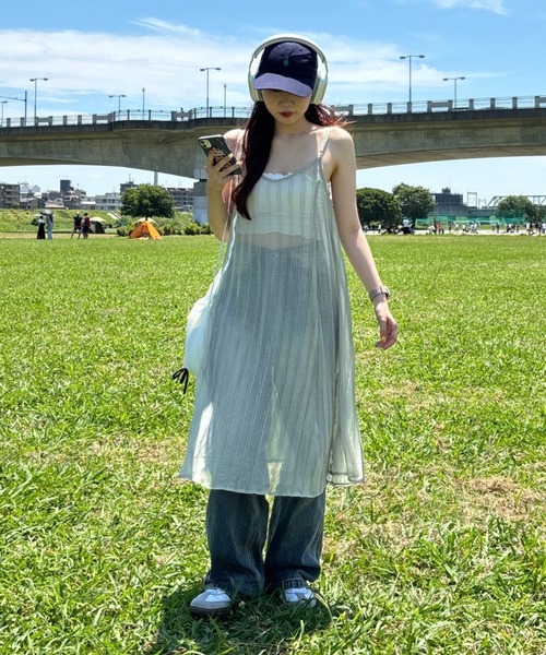 3.3 Field Trip (3.3フィールドトリップ)の「3.3 Field Trip/シアースクエアキャミワンピース(ワンピース・レディース・ホワイト/ライトグリーン/チャコール・FREE)」の3枚目の写真