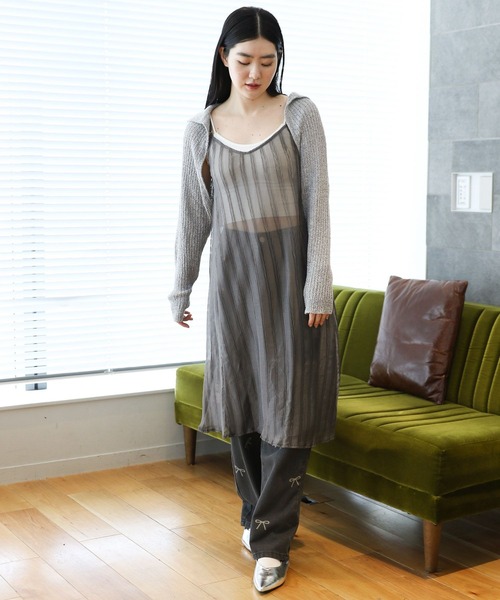 3.3 Field Trip (3.3フィールドトリップ)の「3.3 Field Trip/シアースクエアキャミワンピース(ワンピース・レディース・ホワイト/ライトグリーン/チャコール・FREE)」の4枚目の写真