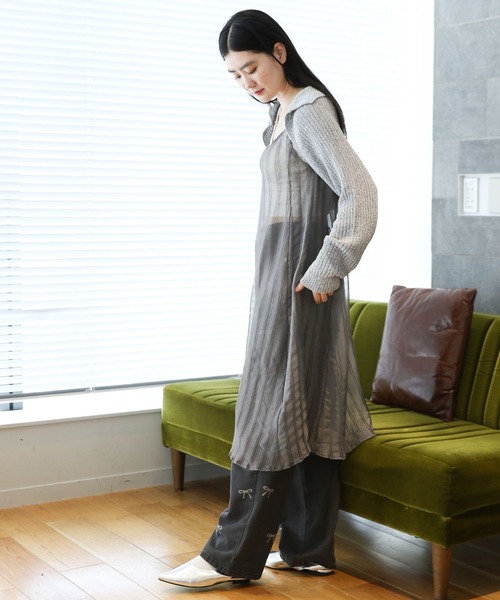 3.3 Field Trip (3.3フィールドトリップ)の「3.3 Field Trip/シアースクエアキャミワンピース(ワンピース・レディース・ホワイト/ライトグリーン/チャコール・FREE)」の6枚目の写真