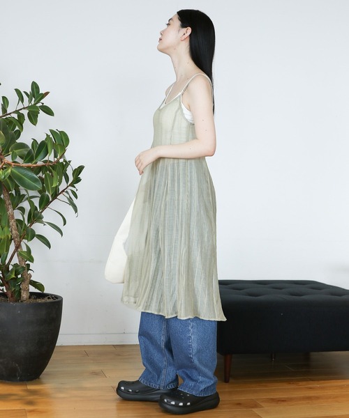 3.3 Field Trip (3.3フィールドトリップ)の「3.3 Field Trip/シアースクエアキャミワンピース(ワンピース・レディース・ホワイト/ライトグリーン/チャコール・FREE)」の9枚目の写真