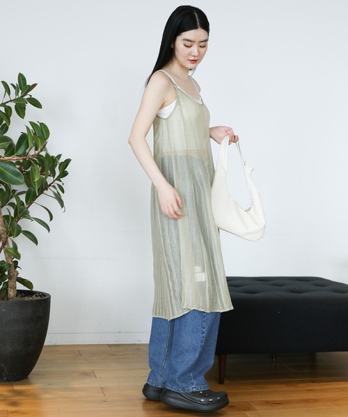 3.3 Field Trip (3.3フィールドトリップ)の「3.3 Field Trip/シアースクエアキャミワンピース(ワンピース・レディース・ホワイト/ライトグリーン/チャコール・FREE)」の10枚目の写真