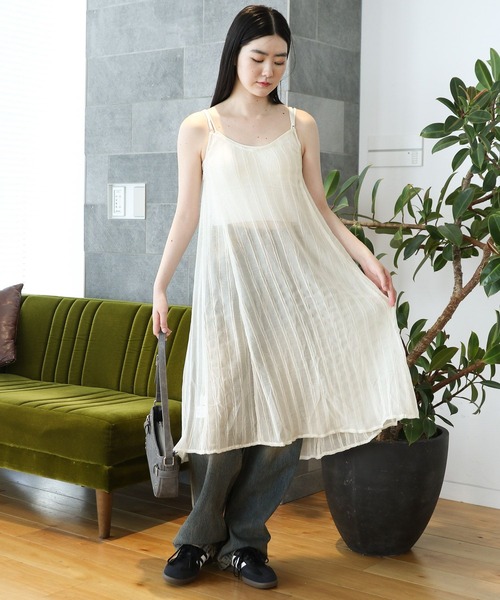 3.3 Field Trip (3.3フィールドトリップ)の「3.3 Field Trip/シアースクエアキャミワンピース(ワンピース・レディース・ホワイト/ライトグリーン/チャコール・FREE)」の12枚目の写真