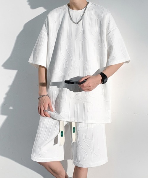 AsaAura(アサオーラ)の「メンズ 半袖tシャツ ハーフパンツセット(アンサンブル・メンズ・ブラック/ホワイト/アイボリー・XL/L/M)」の6枚目の写真