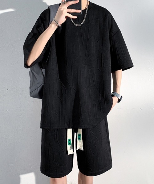 AsaAura(アサオーラ)の「メンズ 半袖tシャツ ハーフパンツセット(アンサンブル・メンズ・ブラック/ホワイト/アイボリー・XL/L/M)」の11枚目の写真