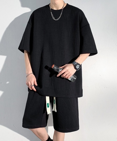 AsaAura(アサオーラ)の「メンズ 半袖tシャツ ハーフパンツセット(アンサンブル・メンズ・ブラック/ホワイト/アイボリー・XL/L/M)」の12枚目の写真