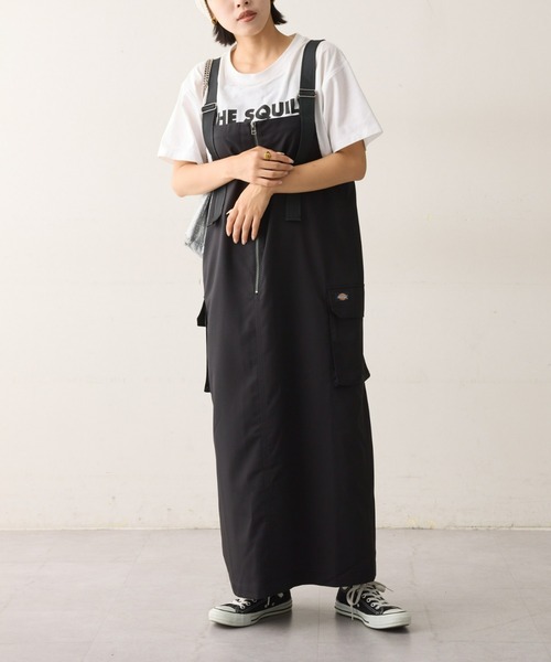 Dickies（ディッキーズ）の「【Dickies】別注カーゴジャンスカ（ジャンパースカート・レディース・ブラック/グレー・MEDIUM/SMALL）」の4枚目の写真