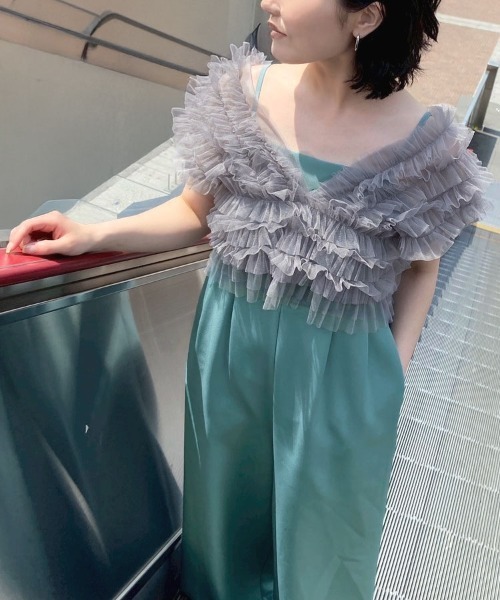 セール】【ANDRESD】tulle vest all in one dress セットアップドレス