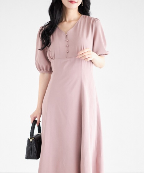 tocco closet(トッコ クローゼット)の「【ZOZO限定】Vネックフロントボタンワンピース(ワンピース・レディース・モカ/ライトグレー・M)」の11枚目の写真