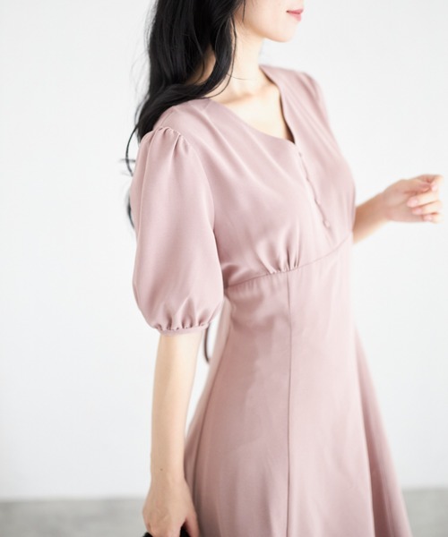 ZOZO限定】Vネックフロントボタンワンピース（ワンピース）｜tocco