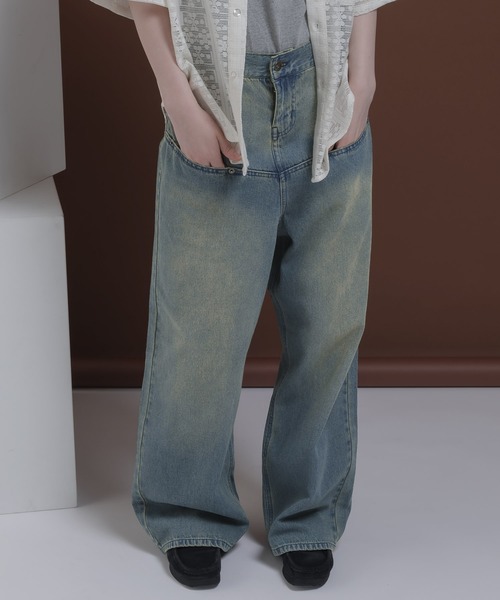 MUHET（ミュエータ）の「スラッシュポケットデニムパンツ（デニムパンツ・レディース・チャコールグレー/ライトインディゴブルー・SMALL/LARGE/MEDIUM）」の6枚目の写真