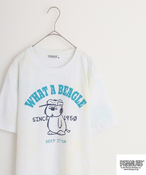 PEANUTS(ピーナッツ)の「PEANUTS 天竺タイダイTシャツ(Tシャツ/カットソー・メンズ・パープル系その他/ブルー系その他/ピンク系その他・M/L/LL)」の1枚目の写真