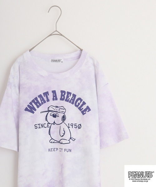 PEANUTS(ピーナッツ)の「PEANUTS 天竺タイダイTシャツ(Tシャツ/カットソー・メンズ・パープル系その他/ブルー系その他/ピンク系その他・M/L/LL)」の2枚目の写真