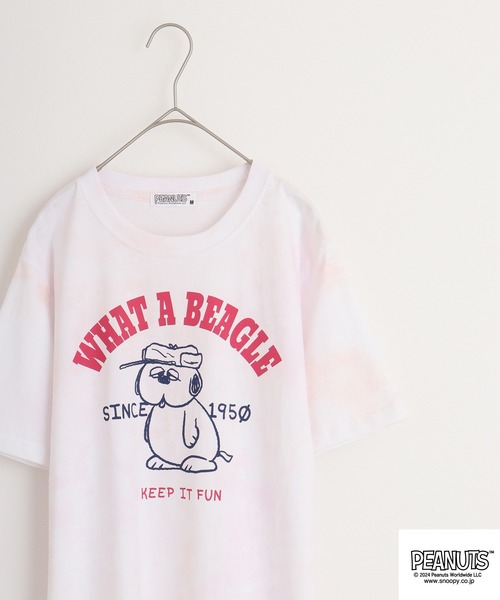 PEANUTS(ピーナッツ)の「PEANUTS 天竺タイダイTシャツ(Tシャツ/カットソー・メンズ・パープル系その他/ブルー系その他/ピンク系その他・M/L/LL)」の3枚目の写真