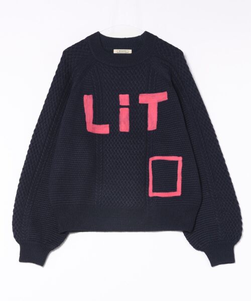 blanc basque（ブランバスク）の「アラン編みニードルパンチトップス（ニット/セーター・レディース・ネイビー/グリーン・38）」の18枚目の写真