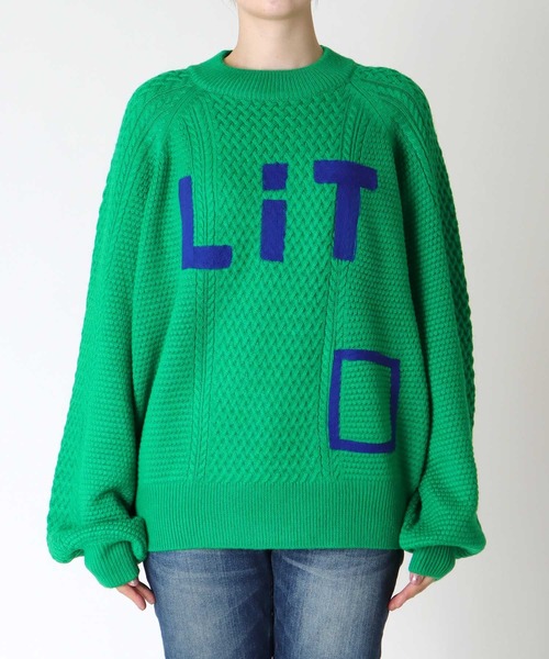 blanc basque（ブランバスク）の「アラン編みニードルパンチトップス（ニット/セーター・レディース・ネイビー/グリーン・38）」の8枚目の写真